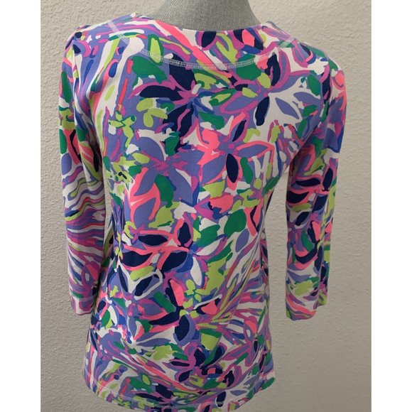 Lilly Pulitzer Justina Having A Blast Tunic Top XS Stretchy Floral RARE HTF - Picture 8 of 11
